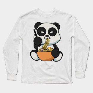 Anime Kawaii Ramen Eating Panda Bear Japanese Noodles Long Sleeve T-Shirt